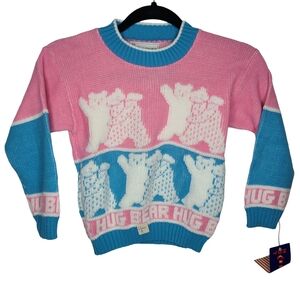 Hot Cashews Vintage Bear Hug Crewneck Sweater Girls 6X NWT